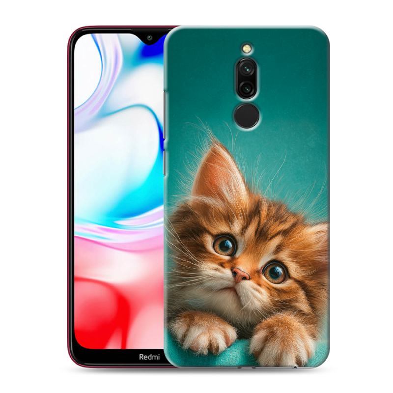 Силиконовый противоударный чехол на Xiaomi RedMi 8 с принтом котенок Силиконовый противоударный чехол на Xiaomi RedMi 8 с принтом котенок