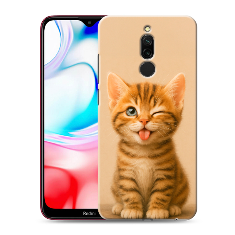 Силиконовый противоударный чехол на Xiaomi RedMi 8 с принтом котенок Силиконовый противоударный чехол на Xiaomi RedMi 8 с принтом котенок