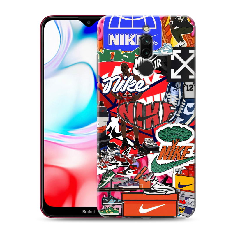 Силиконовый противоударный чехол на Xiaomi RedMi 8 с принтом Найк Nike яркий Силиконовый противоударный чехол на Xiaomi RedMi 8 с принтом Найк Nike яркий