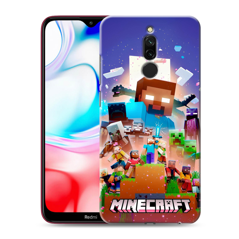 Силиконовый чехол на Xiaomi RedMi 8 с принтом Майнкрафт Minecraft Силиконовый чехол на Xiaomi RedMi 8 с принтом Майнкрафт Minecraft