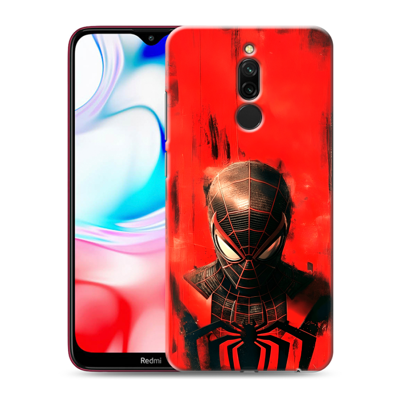 Силиконовый чехол на Xiaomi RedMi 8 с принтом человек паук spiderman Силиконовый чехол на Xiaomi RedMi 8 с принтом человек паук spiderman
