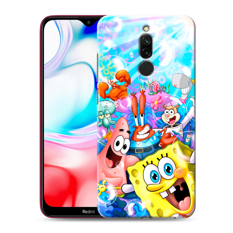 Силиконовый чехол на Xiaomi RedMi 8 с принтом спанчбоб спанч боб Силиконовый чехол на Xiaomi RedMi 8 с принтом спанчбоб спанч боб