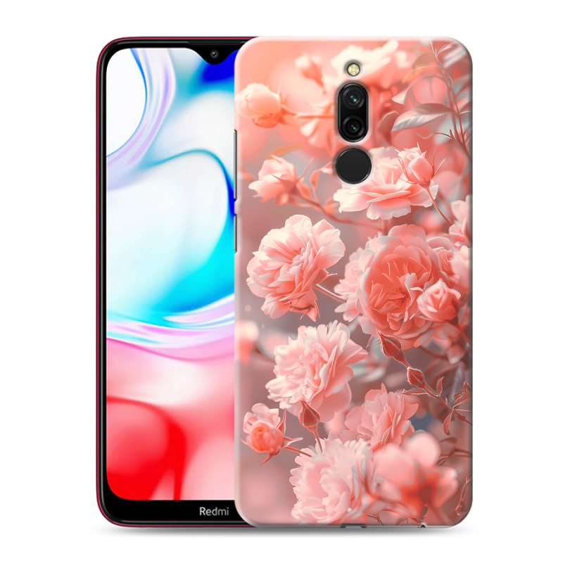 Силиконовый противоударный чехол на Xiaomi RedMi 8 с принтом Розы цветы Силиконовый противоударный чехол на Xiaomi RedMi 8 с принтом Розы цветы