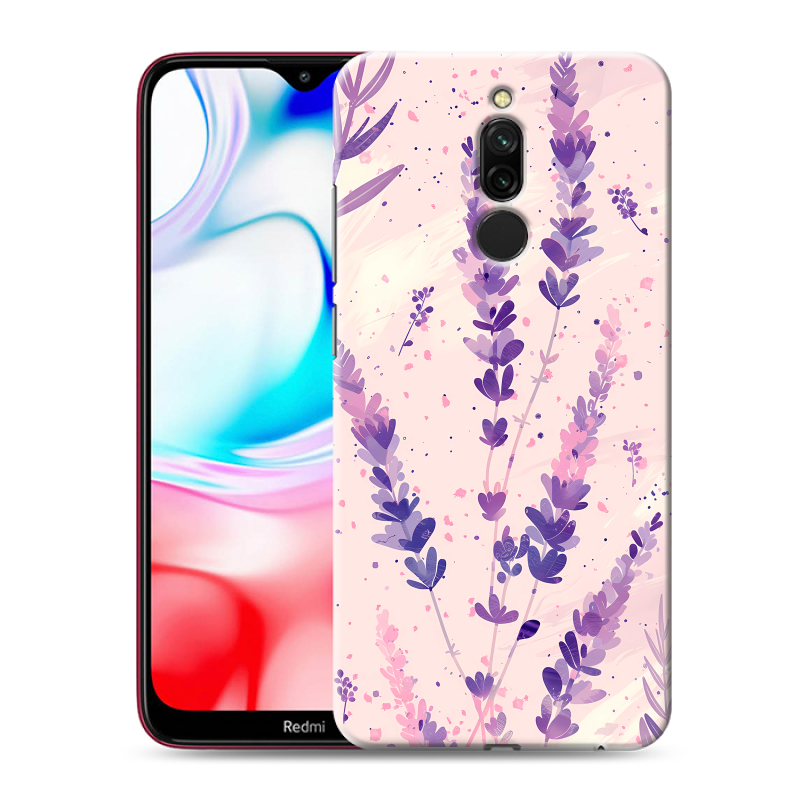 Силиконовый чехол на Xiaomi RedMi 8 с принтом цветы лаванда Силиконовый чехол на Xiaomi RedMi 8 с принтом цветы лаванда