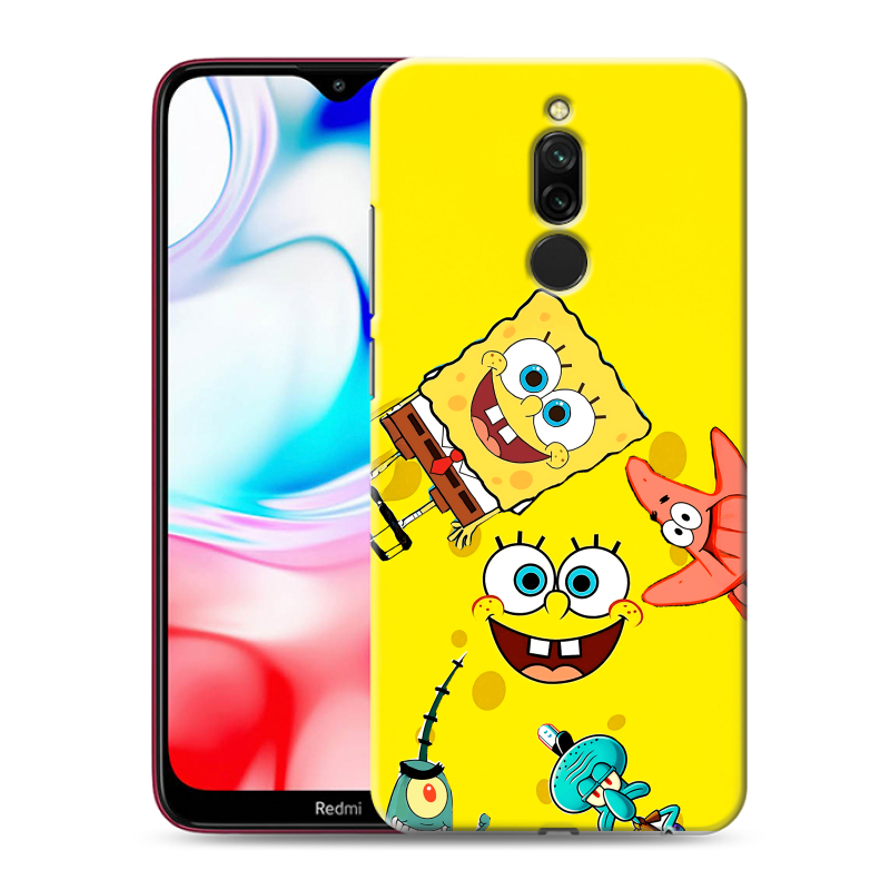 Силиконовый противоударный чехол на Xiaomi RedMi 8 с принтом Спанч боб Спанчбоб Силиконовый противоударный чехол на Xiaomi RedMi 8 с принтом Спанч боб Спанчбоб