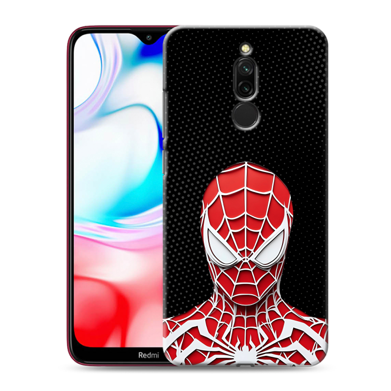 Силиконовый чехол на Xiaomi RedMi 8 с принтом человек паук spiderman Силиконовый чехол на Xiaomi RedMi 8 с принтом человек паук spiderman