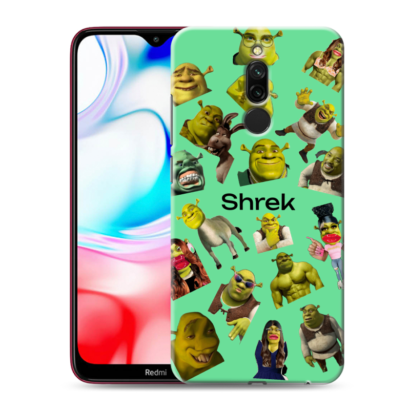 Силиконовый противоударный чехол на Xiaomi RedMi 8 с принтом Шрек Shrek Силиконовый противоударный чехол на Xiaomi RedMi 8 с принтом Шрек Shrek