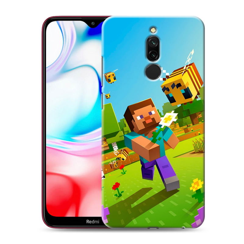 Силиконовый противоударный чехол на Xiaomi RedMi 8 с принтом Майнкрафт Minecraft Силиконовый противоударный чехол на Xiaomi RedMi 8 с принтом Майнкрафт Minecraft