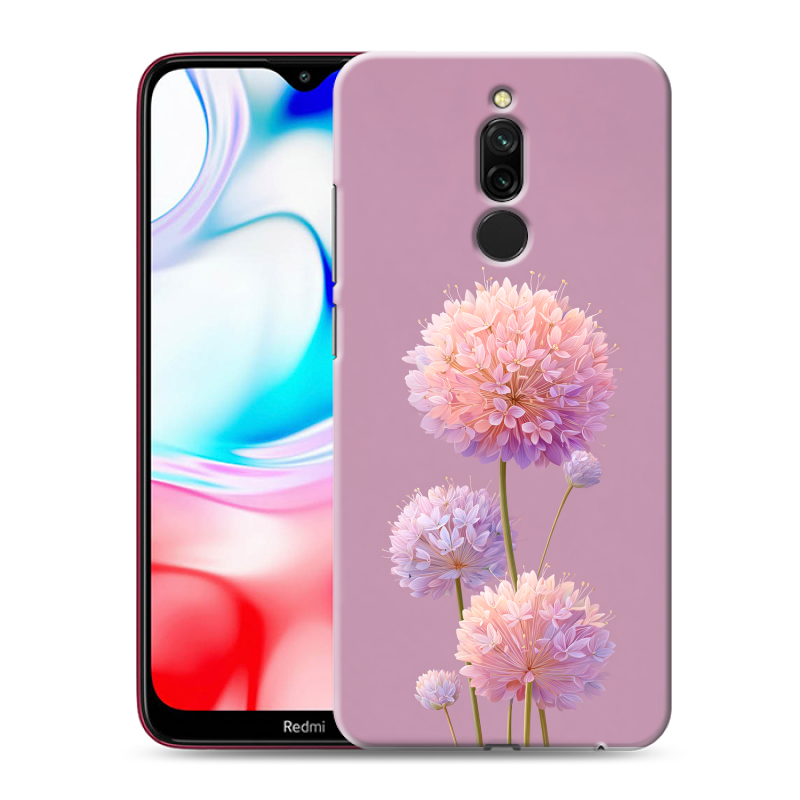 Силиконовый противоударный чехол на Xiaomi RedMi 8 с принтом Цветы Силиконовый противоударный чехол на Xiaomi RedMi 8 с принтом Цветы