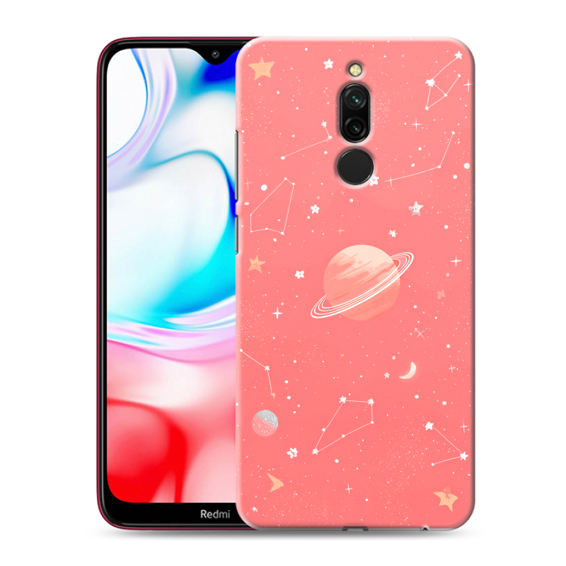 Силиконовый чехол на Xiaomi RedMi 8 с принтом Розовый космос Силиконовый чехол на Xiaomi RedMi 8 с принтом Розовый космос