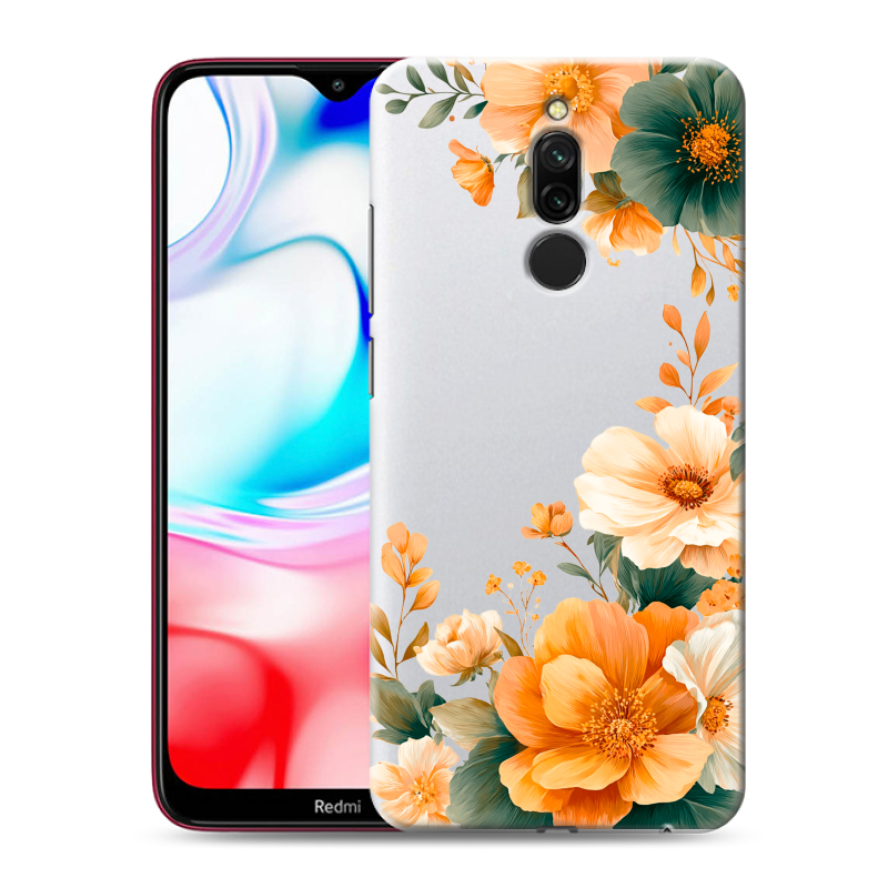 Силиконовый противоударный чехол на Xiaomi RedMi 8 с принтом Цветы принт Силиконовый противоударный чехол на Xiaomi RedMi 8 с принтом Цветы принт
