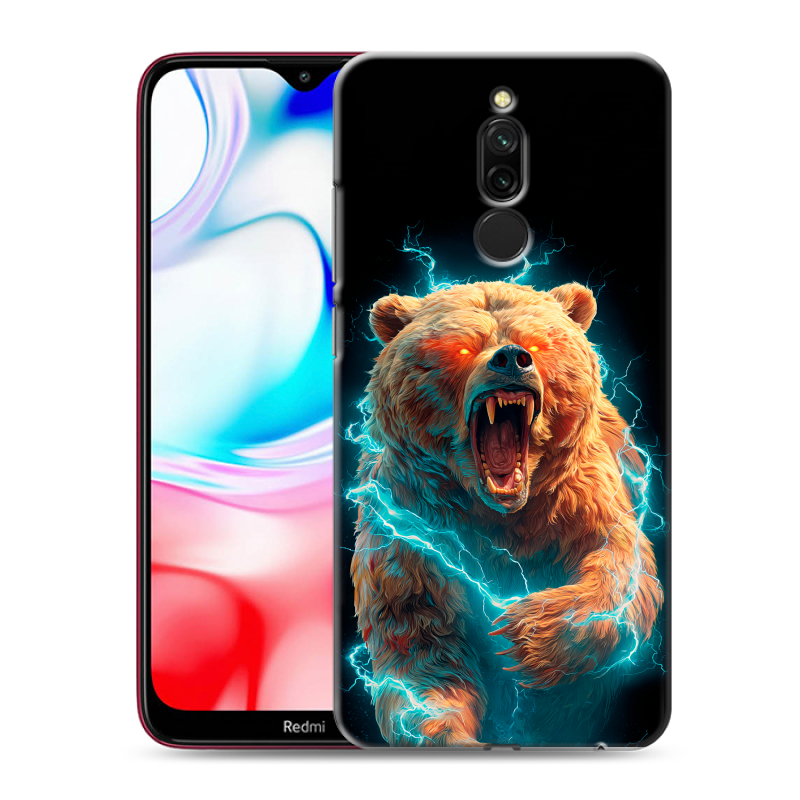 Силиконовый противоударный чехол на Xiaomi RedMi 8 с принтом Медведь Силиконовый противоударный чехол на Xiaomi RedMi 8 с принтом Медведь