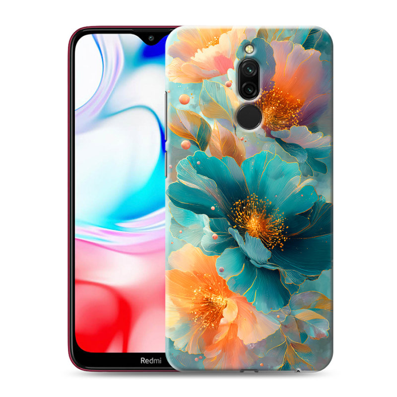Силиконовый противоударный чехол на Xiaomi RedMi 8 с принтом Цветы Силиконовый противоударный чехол на Xiaomi RedMi 8 с принтом Цветы