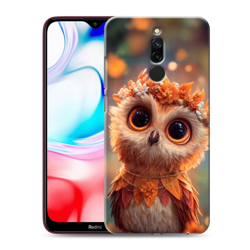 Силиконовый противоударный чехол на Xiaomi RedMi 8 с принтом Милая сова Силиконовый противоударный чехол на Xiaomi RedMi 8 с принтом Милая сова