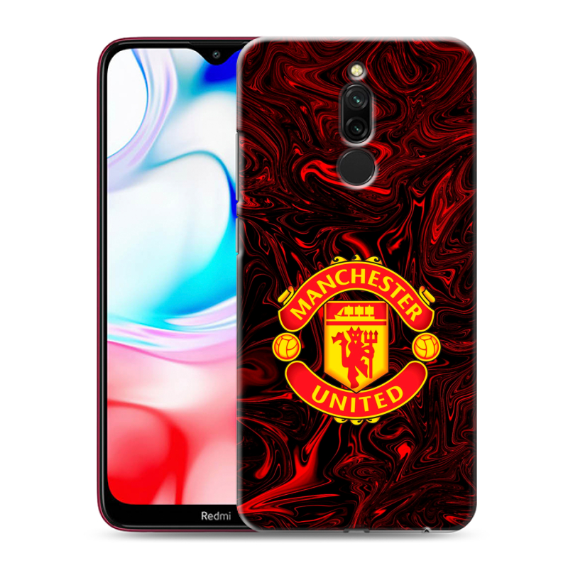 Силиконовый противоударный чехол на Xiaomi RedMi 8 с принтом Manchester United Силиконовый противоударный чехол на Xiaomi RedMi 8 с принтом Manchester United