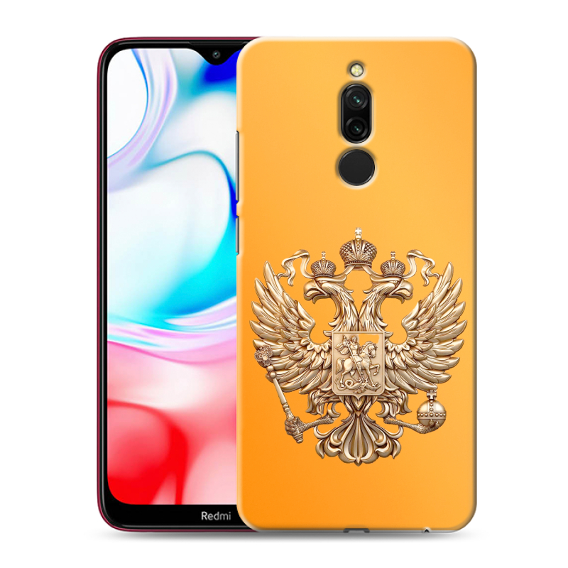 Силиконовый противоударный чехол на Xiaomi RedMi 8 с принтом Герб Флаг России Силиконовый противоударный чехол на Xiaomi RedMi 8 с принтом Герб Флаг России