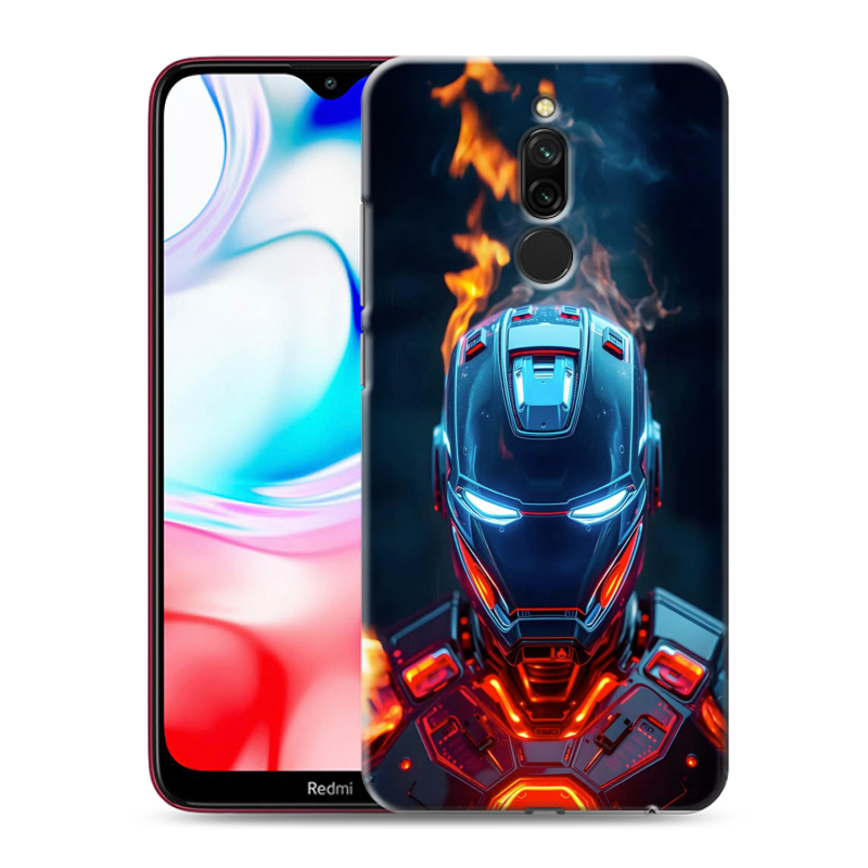 Силиконовый противоударный чехол на Xiaomi RedMi 8 с принтом IronMan Железный человек Силиконовый противоударный чехол на Xiaomi RedMi 8 с принтом IronMan Железный человек