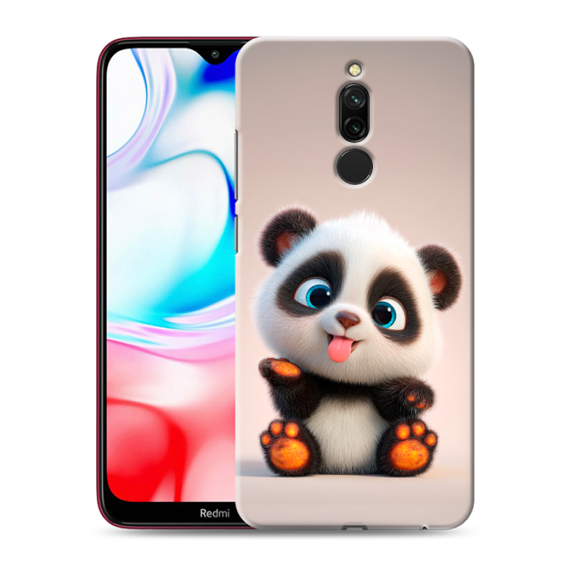 Силиконовый противоударный чехол на Xiaomi RedMi 8 с принтом милая панда Силиконовый противоударный чехол на Xiaomi RedMi 8 с принтом милая панда