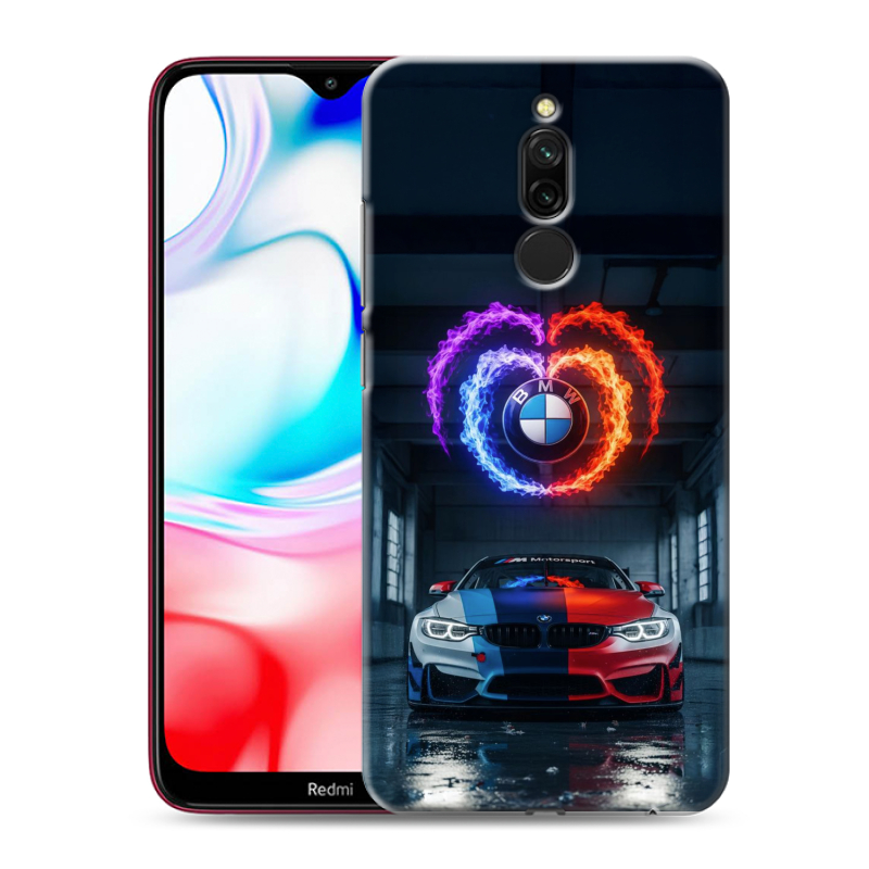 Силиконовый чехол на Xiaomi RedMi 8 с принтом BMW БМВ Силиконовый чехол на Xiaomi RedMi 8 с принтом BMW БМВ