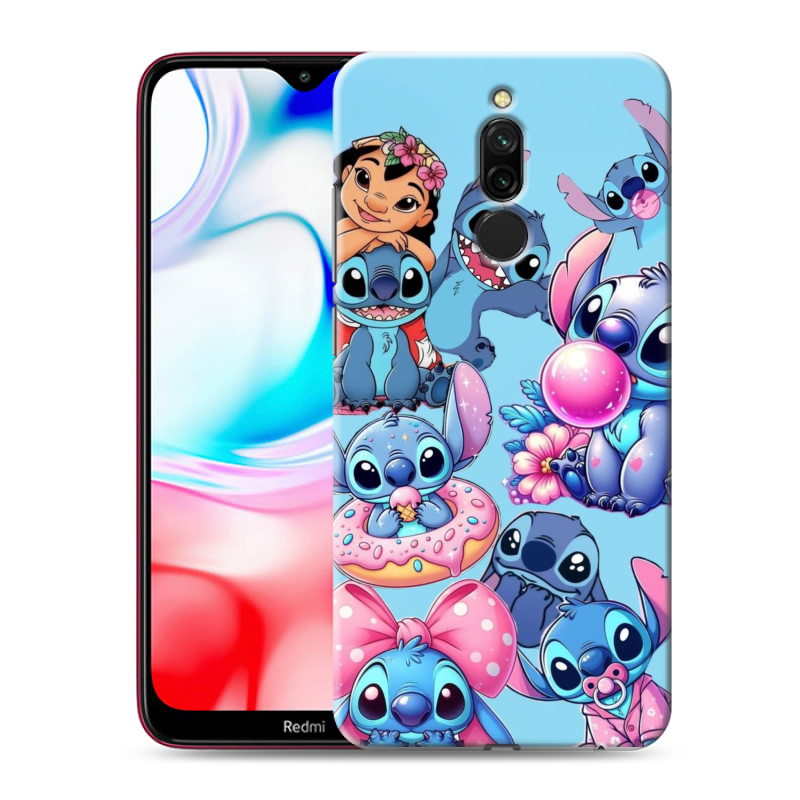 Силиконовый противоударный чехол на Xiaomi RedMi 8 с принтом Лило и Стич Силиконовый противоударный чехол на Xiaomi RedMi 8 с принтом Лило и Стич