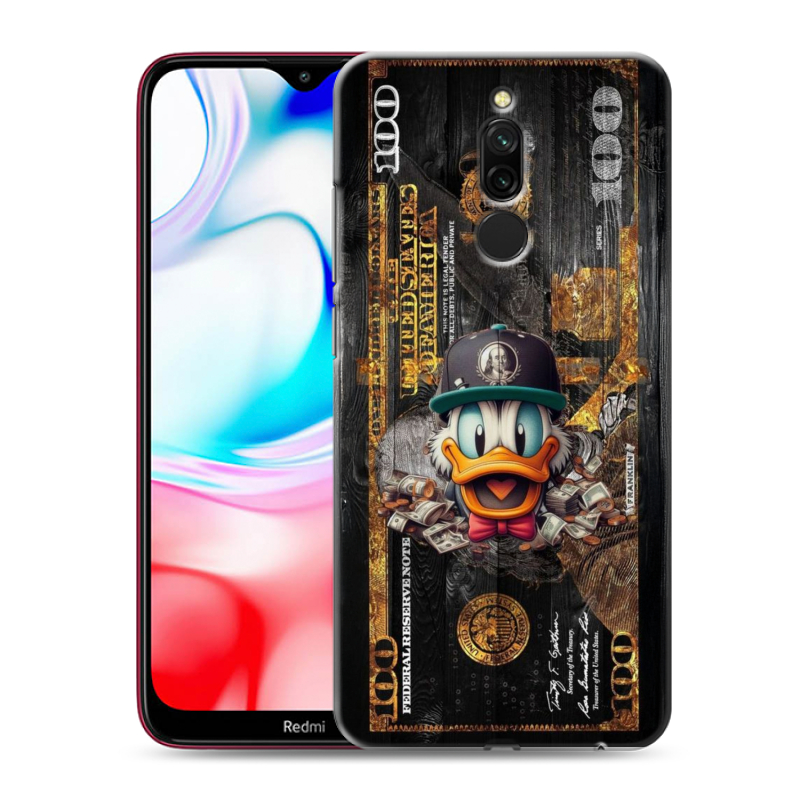 Силиконовый чехол на Xiaomi RedMi 8 с принтом Дональд Дак Доллар Силиконовый чехол на Xiaomi RedMi 8 с принтом Дональд Дак Доллар
