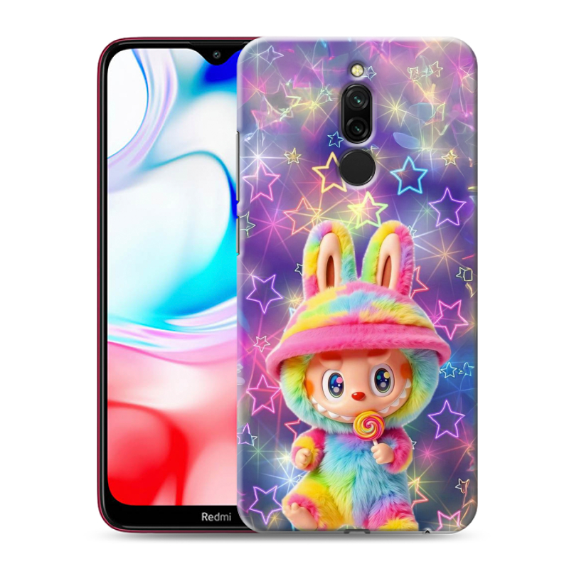 Силиконовый противоударный чехол на Xiaomi RedMi 8 с принтом Labubu Лабубу Силиконовый противоударный чехол на Xiaomi RedMi 8 с принтом Labubu Лабубу