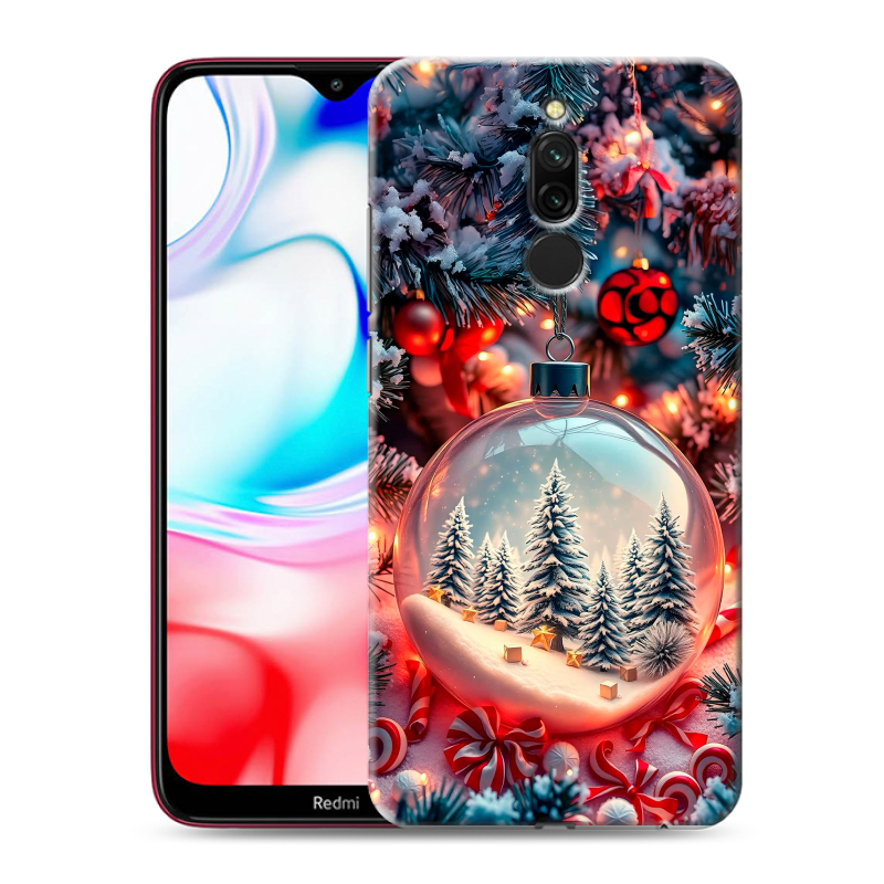 Силиконовый противоударный чехол на Xiaomi RedMi 8 с принтом Новый год Силиконовый противоударный чехол на Xiaomi RedMi 8 с принтом Новый год
