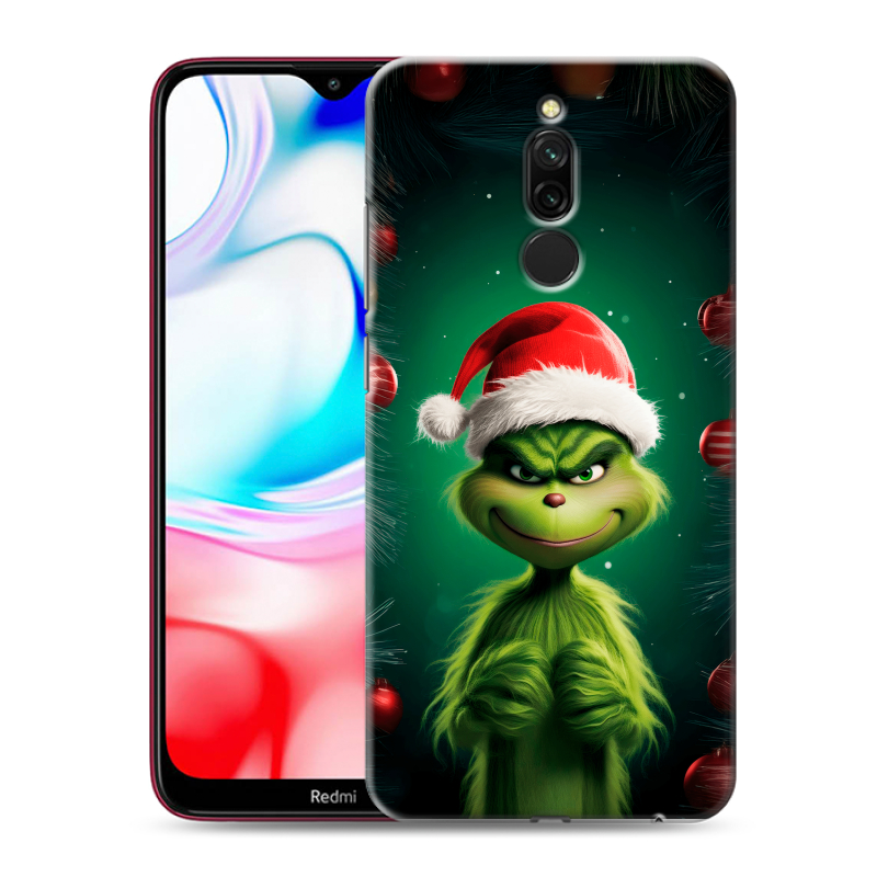 Силиконовый чехол на Xiaomi RedMi 8 с принтом Гринч Новый год Рождество Силиконовый чехол на Xiaomi RedMi 8 с принтом Гринч Новый год Рождество