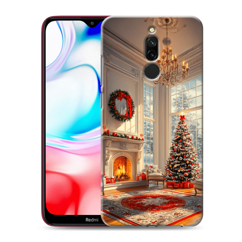 Силиконовый чехол на Xiaomi RedMi 8 с принтом Новый год Силиконовый чехол на Xiaomi RedMi 8 с принтом Новый год
