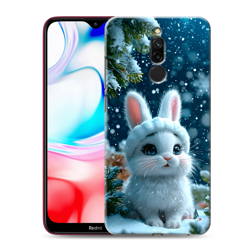 Силиконовый противоударный чехол на Xiaomi RedMi 8 с принтом Новый год Силиконовый противоударный чехол на Xiaomi RedMi 8 с принтом Новый год