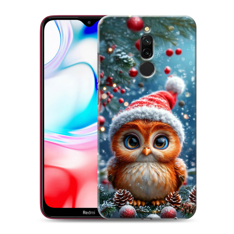 Силиконовый противоударный чехол на Xiaomi RedMi 8 с принтом Новый год Силиконовый противоударный чехол на Xiaomi RedMi 8 с принтом Новый год