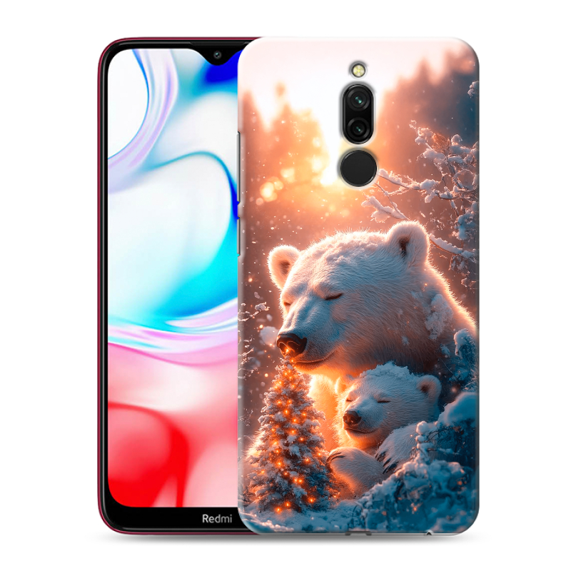 Силиконовый чехол на Xiaomi RedMi 8 с принтом Новый год Силиконовый чехол на Xiaomi RedMi 8 с принтом Новый год