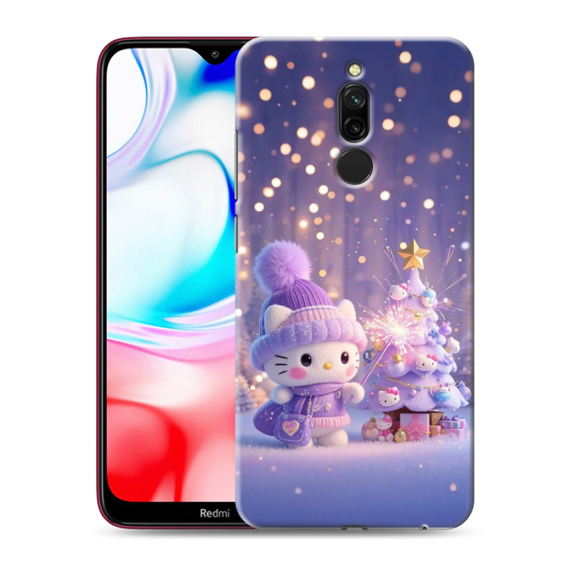 Силиконовый противоударный чехол на Xiaomi RedMi 8 с принтом Новый год Силиконовый противоударный чехол на Xiaomi RedMi 8 с принтом Новый год