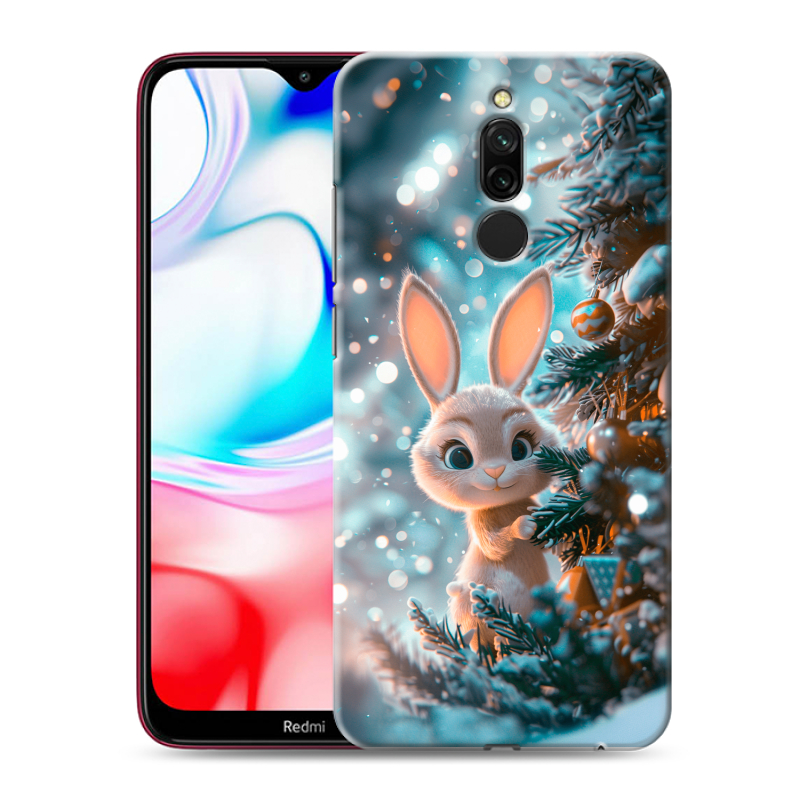 Силиконовый противоударный чехол на Xiaomi RedMi 8 с принтом Новый год Силиконовый противоударный чехол на Xiaomi RedMi 8 с принтом Новый год