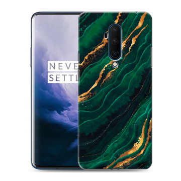 Силиконовый чехол на OnePlus 7T Pro с принтом Мрамор зеленое золото