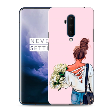 Силиконовый чехол на OnePlus 7T Pro с принтом Девушка и букет Силиконовый чехол на OnePlus 7T Pro с принтом Девушка и букет