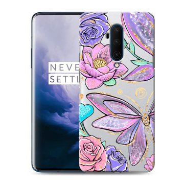 Силиконовый чехол на OnePlus 7T Pro с принтом Бабочки и цветы