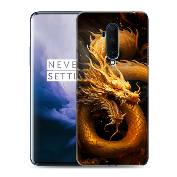 Силиконовый чехол на OnePlus 7T Pro с принтом Золотой дракон