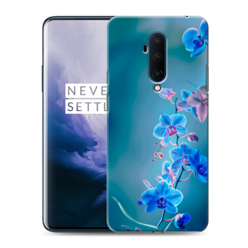 Силиконовый чехол на OnePlus 7T Pro с принтом Голубые цветы Силиконовый чехол на OnePlus 7T Pro с принтом Голубые цветы