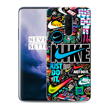 Силиконовый чехол на OnePlus 7T Pro с принтом найк nike черный