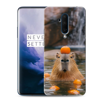 Силиконовый чехол на OnePlus 7T Pro с принтом Капибара с апельсином Силиконовый чехол на OnePlus 7T Pro с принтом Капибара с апельсином