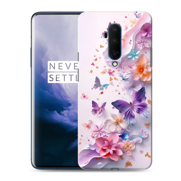 Силиконовый чехол на OnePlus 7T Pro с принтом цветы бабочки