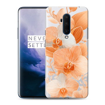 Силиконовый чехол на OnePlus 7T Pro с принтом Бежевые цветы