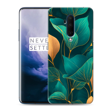 Силиконовый чехол на OnePlus 7T Pro с принтом Листья и золото