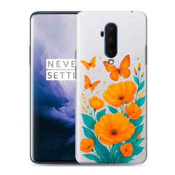 Силиконовый чехол на OnePlus 7T Pro с принтом цветы бабочки