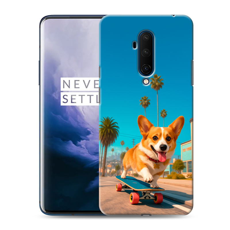 Силиконовый чехол на OnePlus 7T Pro с принтом Корги на скейте Силиконовый чехол на OnePlus 7T Pro с принтом Корги на скейте