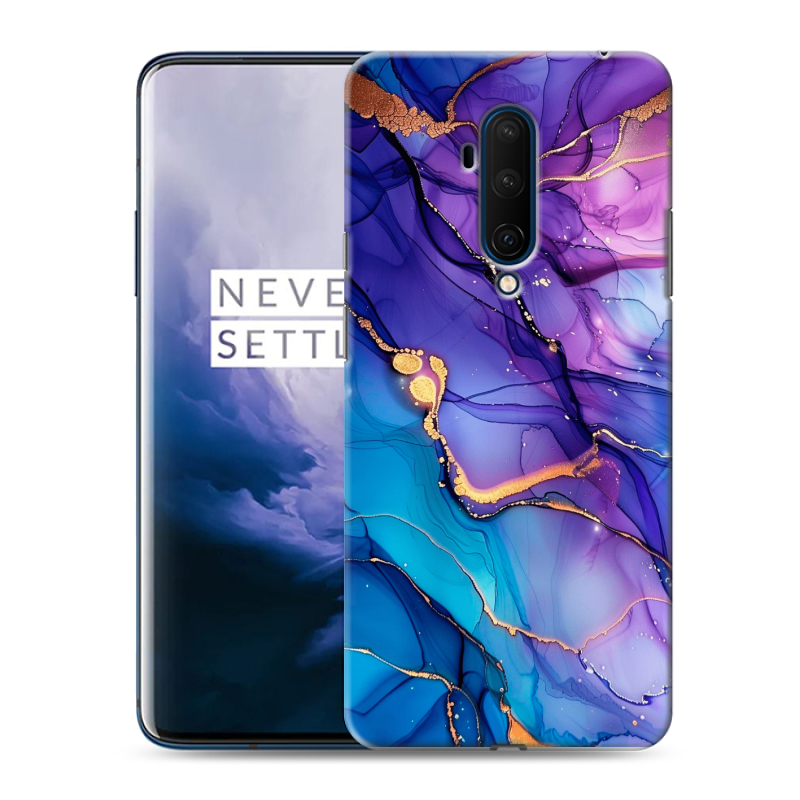 Пластиковый чехол на OnePlus 7T Pro с принтом синий мрамор Пластиковый чехол на OnePlus 7T Pro с принтом синий мрамор