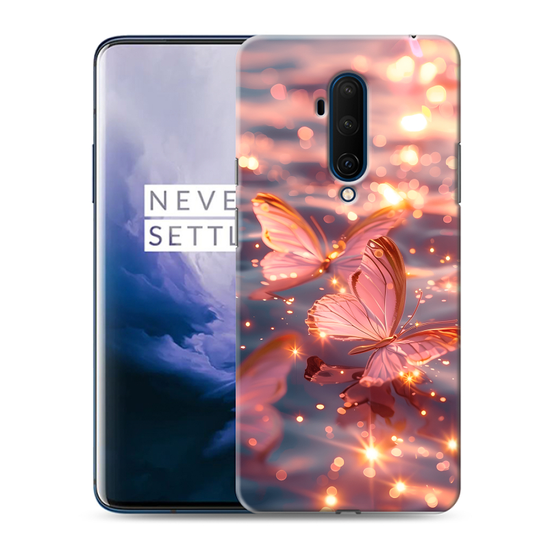 Пластиковый чехол на OnePlus 7T Pro с принтом бабочки розовые Пластиковый чехол на OnePlus 7T Pro с принтом бабочки розовые