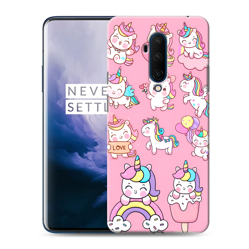 Пластиковый чехол на OnePlus 7T Pro с принтом Единороги и радуга Пластиковый чехол на OnePlus 7T Pro с принтом Единороги и радуга