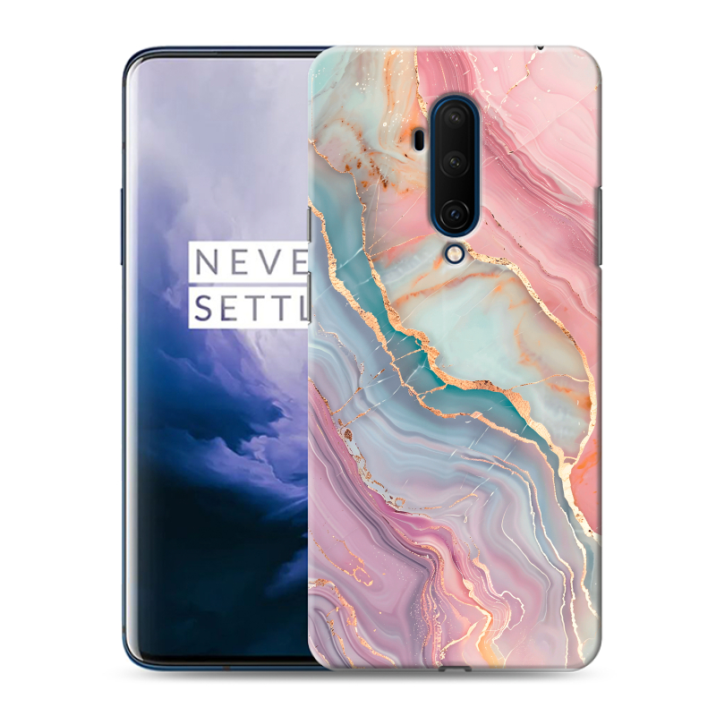Пластиковый чехол на OnePlus 7T Pro с принтом розовый мрамор Пластиковый чехол на OnePlus 7T Pro с принтом розовый мрамор